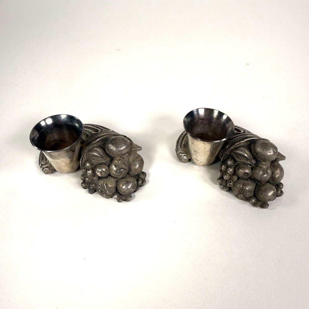 Reed & Barton Cornucopia 263 Silver Plated Vintage Set 2 Candle Holders